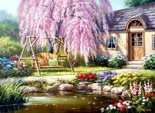 Пазл Cherry Blossom Cottage 1000шт детальное изображение 1000 элементов Пазлы