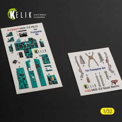 MiG-23 MLD 3D декаль інтер'єр для комплекту Trumpeter 1/32 KELIK K32069 детальное изображение 3D Декали Афтермаркет