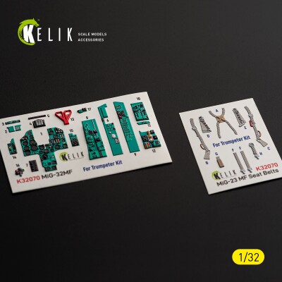 MiG-23 MF 3D декаль інтер'єр для комплекту Trumpeter 1/32 KELIK K32070 детальное изображение 3D Декали Афтермаркет