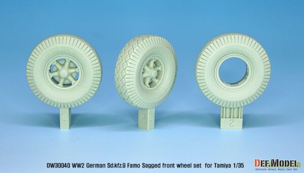 German Sd.Kfz.9 Famo Sagged front Wheel set ( for Tamiya 1/35) детальное изображение Смоляные колёса Афтермаркет