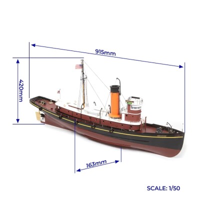 Scale wooden model 1/50 Tugboat Hercules OcCre 61002 детальное изображение Корабли Модели из дерева