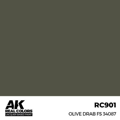 Акриловая краска на спиртовой основе Olive Drab / Оливково-серый FS 34087 АК-интерактив RC901 детальное изображение Real Colors Краски