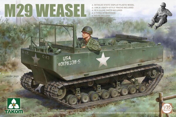 Збірна модель 1/35 Легкий гусеничний транспортер-амфібія M29 Weasel Takom 2167 детальное изображение Бронетехника 1/35 Бронетехника