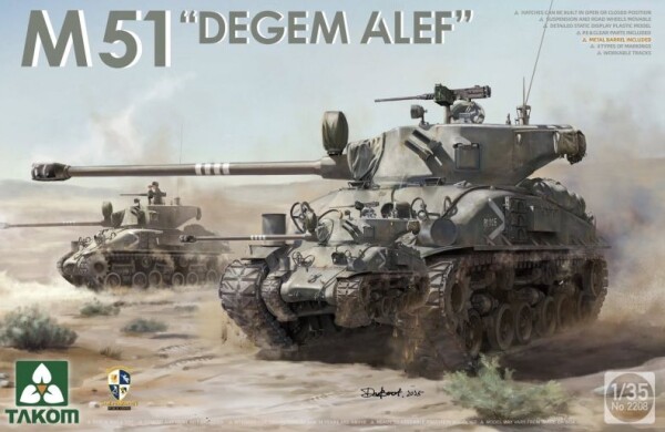 Збірна модель 1/35 Танк М51 "Degem Alef" Армії оборони Ізраїлю Takom 2208 детальное изображение Бронетехника 1/35 Бронетехника