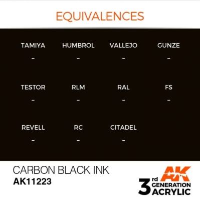 Акрилова фарба CARBON BLACK – ЧОРНИЙ КАРБОН / INK АК-Interactive AK11223 детальное изображение General Color AK 3rd Generation