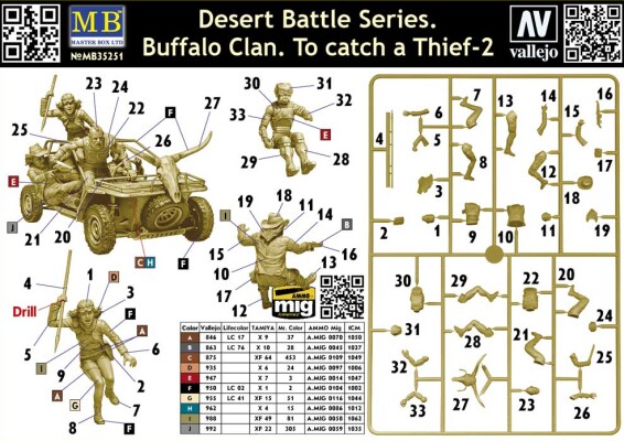 Scale model 1/35 Figures Series "Battles in the Desert" - Buffalo Clan. To Catch the Thief-2 MasterBox 35251 детальное изображение Фигуры 1/35 Фигуры