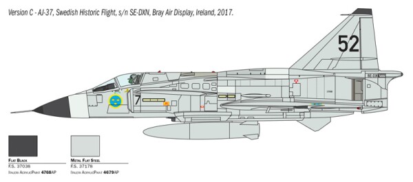 Збірна модель 1/48 Літак Saab JA 37/AJ 37 Viggen Italeri 2785 детальное изображение Самолеты 1/48 Самолеты