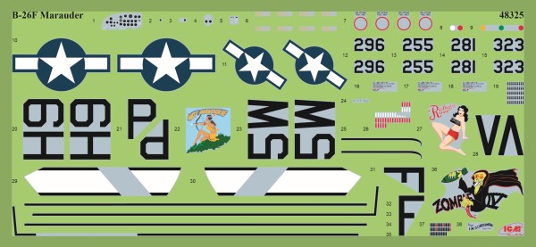 Збірна модель 1/48 Американський бомбардувальник B-26F Marauder ICM 48325 детальное изображение Самолеты 1/48 Самолеты