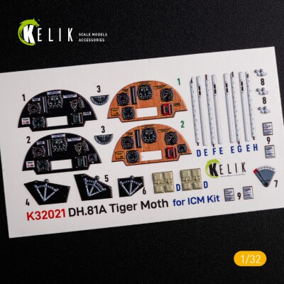 Dh.81a Tiger Moth 3D interior decal for ICM 1/32 KELIK K32021 детальное изображение 3D Декали Афтермаркет