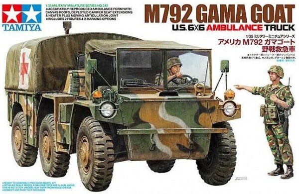 Збірна модель 1/35 Американський санітарний автомобіль 6x6 M792 Gama Goat Tamiya 35342 детальное изображение Автомобили 1/35 Автомобили