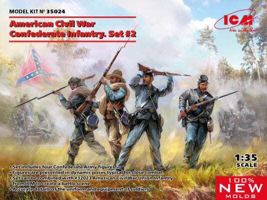 Пехота Конфедерации (Гражданская война в США) набор №2 детальное изображение Фигуры 1/35 Фигуры