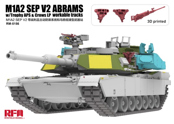 Збірна модель 1/35 Американський танк M1A2 SEP v2 Abrams з Trophy APS, CROWS LP і робочими траками RFM RM-5156 детальное изображение Военная техника 