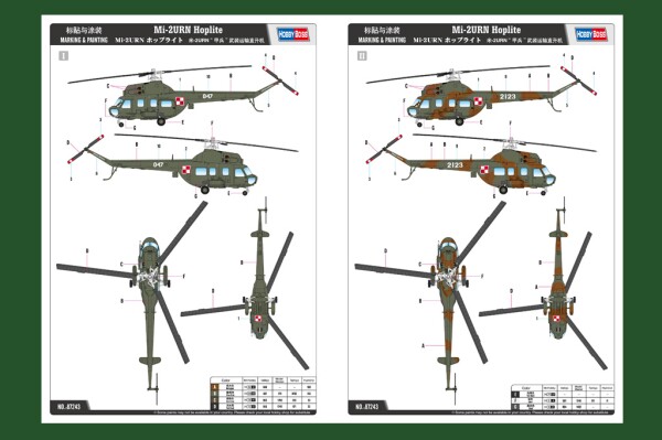 Сборная модель 1/72 Вертолёт Ми-2 УРН ХоббиБосс 87243 детальное изображение Вертолеты 1/72 Вертолеты