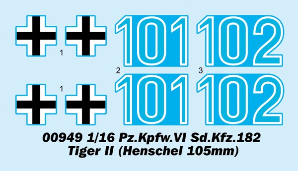 Збірна модель 1/16 Танк Pz.Kpfw.VI Sd.Kfz.182 Тигр II (вежа Henschel зі 105-мм гарматою) Trumpeter 00949 детальное изображение Бронетехника 1/16 Бронетехника