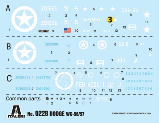 Збірна модель 1/35 Командирський автомобіль Dodge WC-56/57 Italeri 0228 детальное изображение Автомобили 1/35 Автомобили