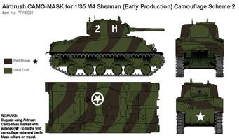 Airbrush CAMO-MASK for 1/35 M4 Sherman (Early Production) Camouflage Scheme 2 детальное изображение Маски Афтермаркет