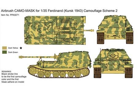 Airbrush CAMO-MASK for 1/35 Ferdinand (Kursk 1943) Camouflage Scheme 2 детальное изображение Маски Афтермаркет
