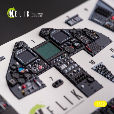 F-117A Type 1 3D декаль інтер'єр для комплекту Trumpeter 1/32 KELIK K32027 детальное изображение 3D Декали Афтермаркет