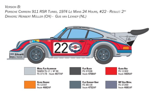 Збірна модель 1/24 Автомобіль Porsche Carrera RSR Turbo Easy Kit Italeri 3625 детальное изображение Автомобили 1/24 Автомобили