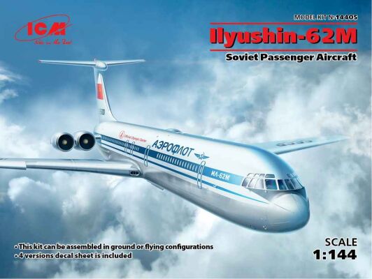 Scale model 1/144 plane Ilyushin-62M, Soviet passenger plane ICM 14405 детальное изображение Самолеты 1/144 Самолеты