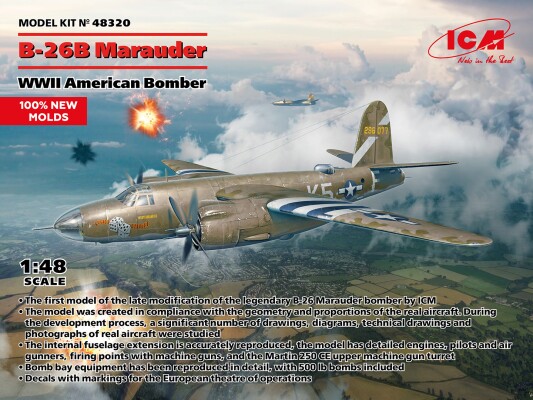 Scale model 1/48 American bomber B-26B Marauder ICM 48320 детальное изображение Самолеты 1/48 Самолеты
