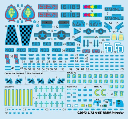 Сборная модель 1/72 Американский штурмовик А-6Е TRAM Интрудер Трумпетер 01642 детальное изображение Самолеты 1/72 Самолеты