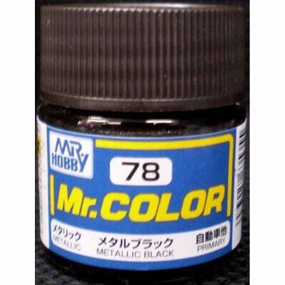 Metallic Black metallic, Mr. Color solvent-based paint 10 ml / Металлический чёрный металлик детальное изображение Нитрокраски Краски