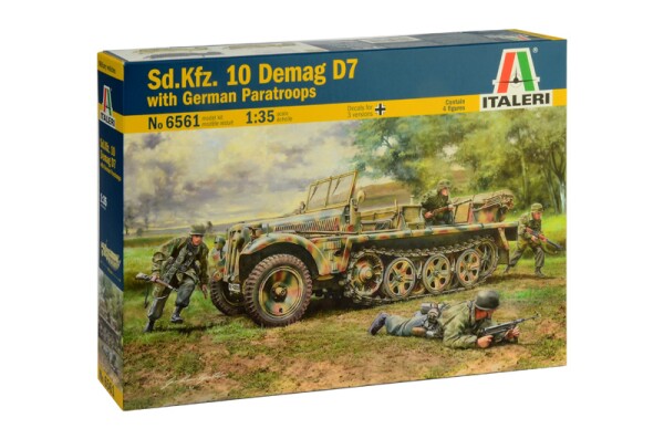 Сборная модель 1/35 Sd.Kfz. 10 Demag D7 с немецкими парашютистами Italeri 6561 детальное изображение Автомобили 1/35 Автомобили
