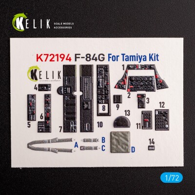 F-84G Thunderjet 3D декаль інтер'єр для комплекту Tamiya 1/72 КЕЛИК K72194 детальное изображение 3D Декали Афтермаркет