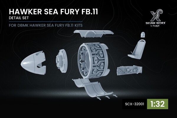 Набор деталировки Hawker Sea Fury FB.11 для DBMK ScaleX SCX-32001 детальное изображение Наборы деталировки Афтермаркет