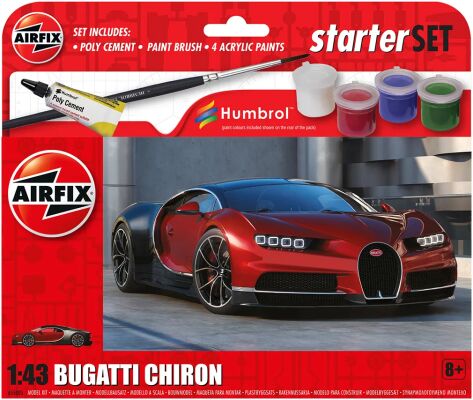 Збірна модель 1/43 автомобіль Bugatti Chiron стартовий набір Airfix A55005 детальное изображение Автомобили 1/43 Автомобили