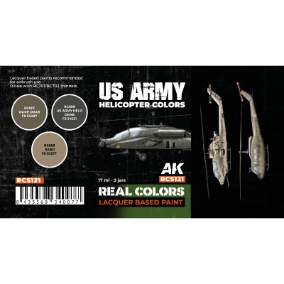 A set of Real Colors lacquer based paints US Army Helicopter Colors AK-Interactive RCS 121 детальное изображение Наборы красок Краски