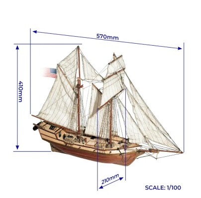 Scale wooden model 1/100 Schooner &quot;Albatros&quot; OcCre 12500 детальное изображение Корабли Модели из дерева