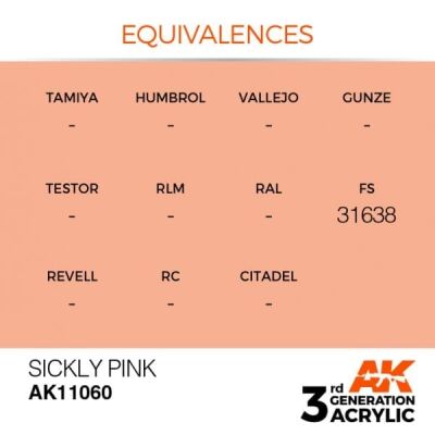 Акриловая краска SICKLY PINK – STANDARD / БОЛЕЗНЕННЫЙ РОЗОВЫЙ АК-интерактив AK11060 детальное изображение General Color AK 3rd Generation