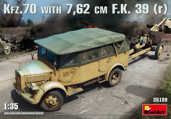 Сборная модель 1/35 Автомобиль Kfz.70 с пушкой 7,62 см F.K. 39(r) МиниАрт 35189 детальное изображение Автомобили 1/35 Автомобили