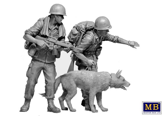 Scale model 1/35 Figures American patrol in Vietnam and dog MasterBox 35238 детальное изображение Фигуры 1/35 Фигуры