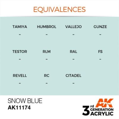 Acrylic paint SNOW BLUE – STANDARD / SNOW BLUE AK-interactive AK11174 детальное изображение General Color AK 3rd Generation