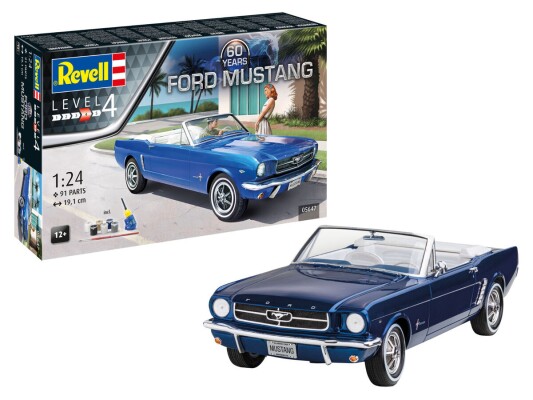 Збірна модель 1/24 Автомобіль до 60-річчя Ford Mustang (Подарунок) Revell 05647 детальное изображение Автомобили 1/24 Автомобили