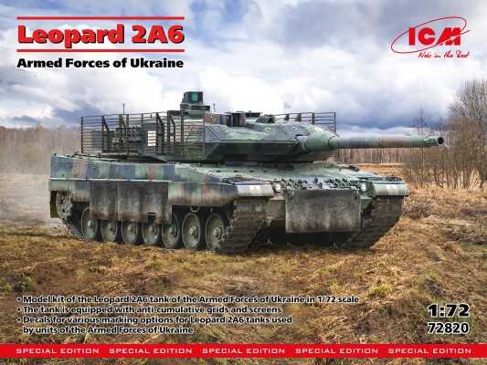 Сборная модель 1/72 Танк Леопард 2А6 ICM 72820 детальное изображение Бронетехника 1/72 Бронетехника