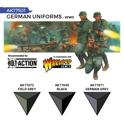 Набір фарб QUICK GEN Німецька форма Другої світової війни AK-interactive AK 17501 детальное изображение Наборы красок Краски