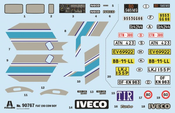 Сборная модель 1/24 Грузовой автомобиль / тягач Iveco 190.38 Cowboy Italeri 90767 детальное изображение Грузовики / прицепы Гражданская техника