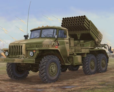 Збірна модель 1/35 РСЗВ BM-21 Grad (пізня версія) Trumpeter 01014 детальное изображение Реактивная система залпового огня Военная техника