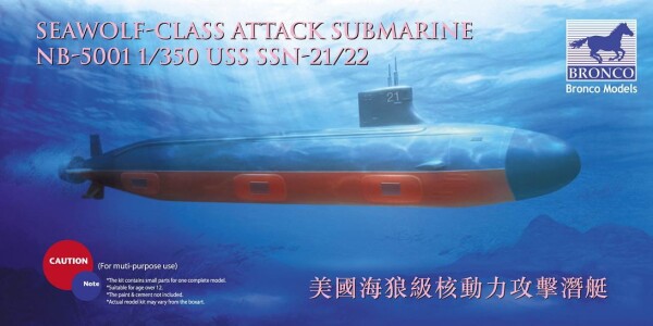 Сборная модель 1/350 Ударная подводная лодка USS SSN 21/22 класса Seawolf Бронко NB5001 детальное изображение Флот 1/350 Флот