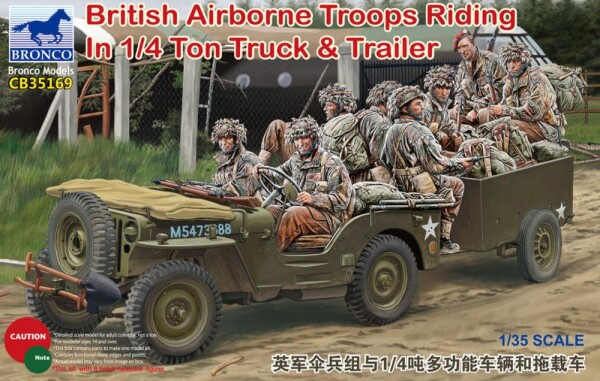 Scale model 1/35 American Jeep Willys MB with trailer and figures of British paratroopers Bronco 35169 детальное изображение Автомобили 1/35 Автомобили