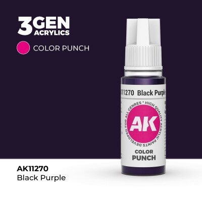 Акрилова фарба BLACK PURPLE – COLOR PUNCH / ЧОРНО-ФІОЛЕТОВИЙ AK-interactive AK11270 детальное изображение General Color AK 3rd Generation