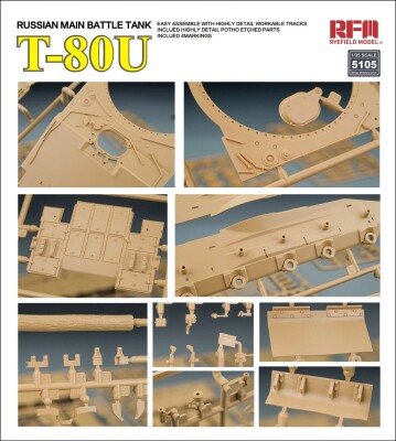 Збірна модель 1/35 Танк T-80U RFM RM-5105 детальное изображение Бронетехника 1/35 Бронетехника