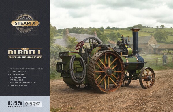 3D-печатная масштабная модель 1/35 1901 Burrell Compound Traction Engine ScaleX SX-35001 детальное изображение Тракторы Гражданская техника