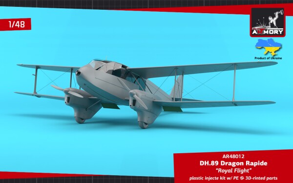 Сборная модель 1/48 Ближнемагистральный авиалайнер DH.89 Dragon Rapide «Королевский полет» Armory детальное изображение Самолеты 1/48 Самолеты