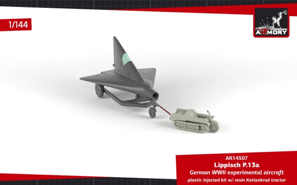 Сборная модель 1/144 Немецкий перехватчик Lippisch P.13a w/ Kettenkrad Armory Models Group 14507 детальное изображение Самолеты 1/144 Самолеты