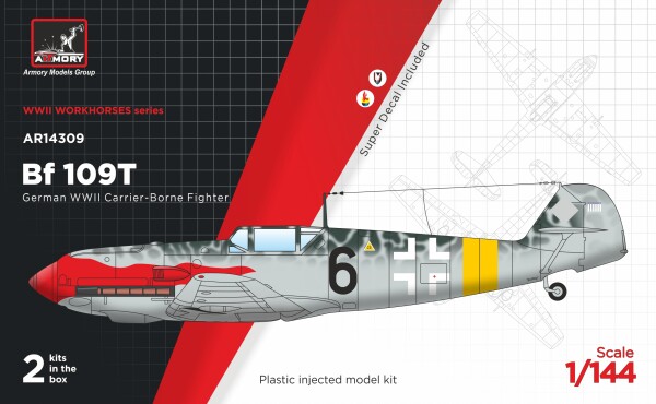 Сборная модель 1/144 Истребитель Мессершмитт Bf 109T «Охотник за авианосцами» Armory Models Group детальное изображение Самолеты 1/144 Самолеты
